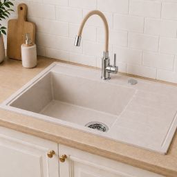 Ruvetti Axel 160 K zlewozmywak granitowy 79x50 cm beżowy 3001AXK_BE160K_W
