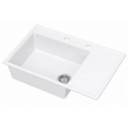 Ruvetti Axel 160 K zlewozmywak granitowy 79x50 cm biały 3001AXK_WH160K_W