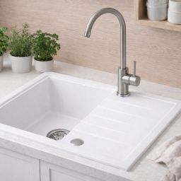 Ruvetti Axel 120 zlewozmywak granitowy 65x50 cm biały 3001AX_WH120_W