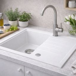 Ruvetti Axel 140 zlewozmywak granitowy 68x49,5 cm biały 3001AX_WH140_W