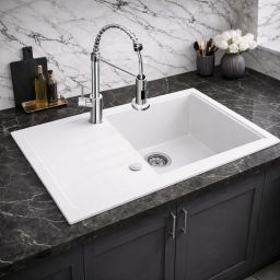 Ruvetti Axel 160 XL zlewozmywak granitowy 78x50 cm biały 3001AXWH160XLW