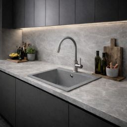 Ruvetti Ditto 50 zlewozmywak granitowy 49x45 cm szary 3001D_GR50_W