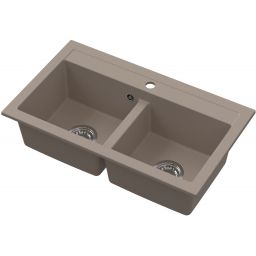 Ruvetti Doblo zlewozmywak granitowy 75,6x44,7 cm beżowy 3001DO_BE_W