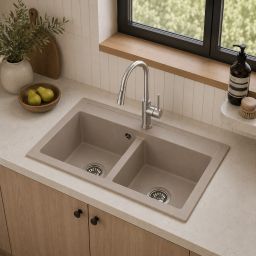 Ruvetti Doblo zlewozmywak granitowy 75,6x44,7 cm beżowy 3001DO_BE_W