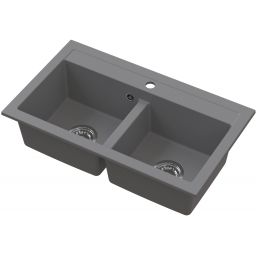 Ruvetti Doblo zlewozmywak granitowy 75,6x44,7 cm szary 3001DO_GR_W