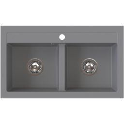 Ruvetti Doblo zlewozmywak granitowy 75,6x44,7 cm szary 3001DO_GR_W