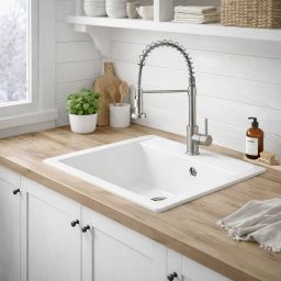 Ruvetti Ditto 60 zlewozmywak granitowy 56x51 cm biały 3001D_WH60_W