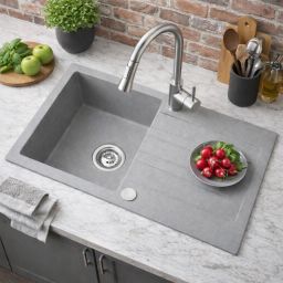 Ruvetti Pino 160 zlewozmywak granitowy 77x44 cm szary 3001PI_GR160_W