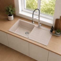 Ruvetti Pineko 160 Long zlewozmywak granitowy 100x50 cm beżowy 3001PN_BE160L-W