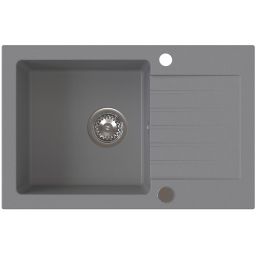 Ruvetti Pineko 140 zlewozmywak granitowy 68x44,2 cm szary 3001PN_GR140_ W