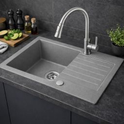Ruvetti Pineko 140 zlewozmywak granitowy 68x44,2 cm szary 3001PN_GR140_ W