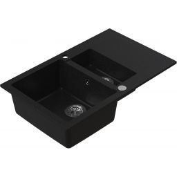 Ruvetti Signum zlewozmywak granitowy 79x49,5 cm czarny 3001S_BC1560_W