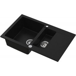 Ruvetti Signum zlewozmywak granitowy 79x49,5 cm czarny 3001S_BC1560_W