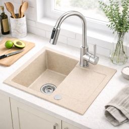 Ruvetti Signum zlewozmywak granitowy 59x50 cm beżowy 3001S_BE120_W