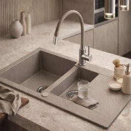 Ruvetti Signum zlewozmywak granitowy 79x49,5 cm beżowy 3001S_BE1560_W