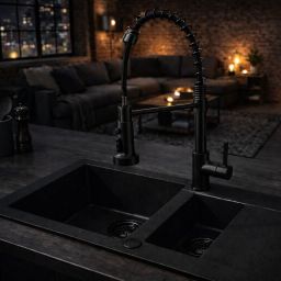 Ruvetti Signum zlewozmywak granitowy 79x49,5 cm czarny 3001S_FB1560_W