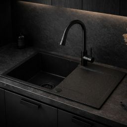 Ruvetti Signum 160 zlewozmywak granitowy 79x50 cm czarny 3001S_FB160_W