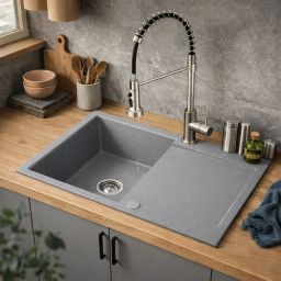 Ruvetti Signum zlewozmywak granitowy 79x50 cm szary 3001S_GR160_W