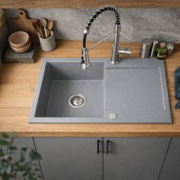 Ruvetti Signum zlewozmywak granitowy 79x50 cm szary 3001S_GR160_W