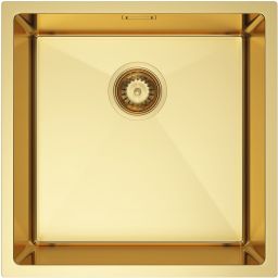 Ruvetti Stelio zlewozmywak stalowy z syfonem 44x44 cm złoty 5001S_PVD_GOLD50_P