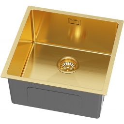 Ruvetti Stelio zlewozmywak stalowy z syfonem 44x44 cm złoty 5001S_PVD_GOLD50_P