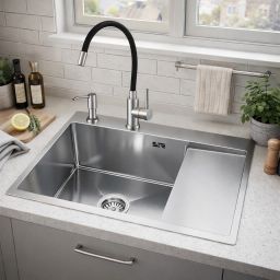 Ruvetti Linar zlewozmywak z dozownikiem 62x48 cm stal 5002L_BS120_WL