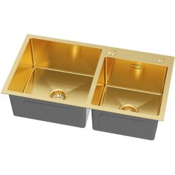Ruvetti Linar zlewozmywak z dozownikiem 78x45 cm złoty 5002L_PVD_GOLD260_W