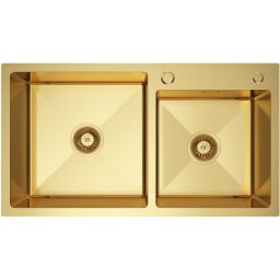 Ruvetti Linar zlewozmywak z dozownikiem 78x45 cm złoty 5002L_PVD_GOLD260_W