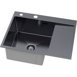 Ruvetti Linar zlewozmywak z dozownikiem 62x48 cm grafit 5002L_PVD_GRF120_WL