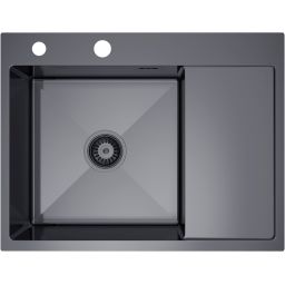 Ruvetti Linar zlewozmywak z dozownikiem 62x48 cm grafit 5002L_PVD_GRF120_WL