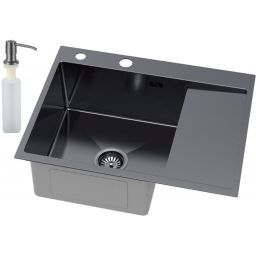 Ruvetti Linar zlewozmywak z dozownikiem 62x48 cm grafit 5002L_PVD_GRF120_WL
