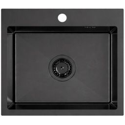 Ruvetti Look zlewozmywak stalowy 50x45 cm czarny 5003L_PVD_BL50_W