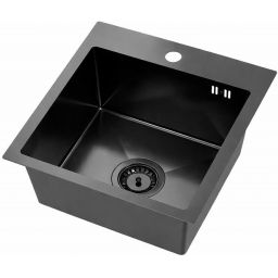 Ruvetti Look zlewozmywak stalowy 50x45 cm czarny 5003L_PVD_BL50_W