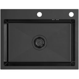 Ruvetti Look zlewozmywak stalowy 58x45 cm czarny 5003L_PVD_BL60_W