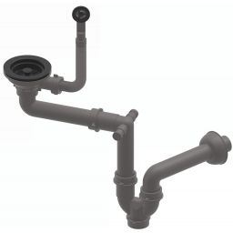Ruvetti odpływ zlewozmywakowy3,5'' z syfonem Save Space full black 6003MB