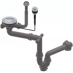 Ruvetti odpływ 3,5'' zlewozmywakowy z syfonem save space stal 6004A-BS