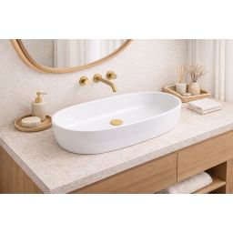 Ruvetti Ariela umywalka 59,4x27 cm owalna nablatowa biała DOL_AR5927