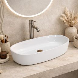 Ruvetti Ariela umywalka 59,4x27 cm owalna nablatowa biała DOL_AR5927