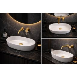 Ruvetti Ariela XL umywalka 60x34 cm owalna nablatowa biała DOL_ARXL6034