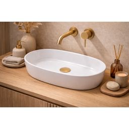 Ruvetti Ariela XL umywalka 60x34 cm owalna nablatowa biała DOL_ARXL6034