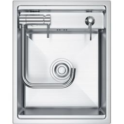 Ruvetti Larso zlewozmywak 50x40 cm stalowy z baterią stal/stal KSLARSO404050BS