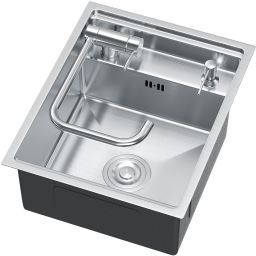 Ruvetti Larso zlewozmywak 50x40 cm stalowy z baterią stal/stal KSLARSO404050BS