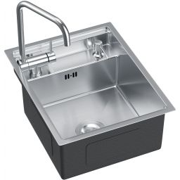 Ruvetti Larso zlewozmywak 50x40 cm stalowy z baterią stal/stal KSLARSO404050BS
