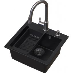 Ruvetti Frigo zlewozmywak 49x45 cm z baterią i akcesoriami czarny/stal LP_3200-FR4945BC_W