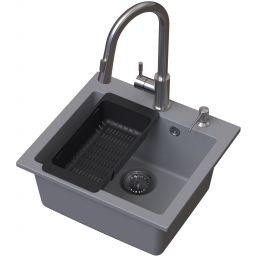 Ruvetti Frigo zlewozmywak 49x45 cm z baterią i akcesoriami szary/stal LP_3200-FR4945GR_W