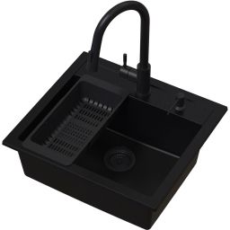 Ruvetti Frigo zlewozmywak 56x51 cm z baterią i akcesoriami czarny LP_3200_FR5651FB_W