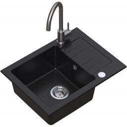 Ruvetti Minimini+ zlewozmywak 58x44 cm z baterią czarny/stal LP_3200-MM58440BC_W