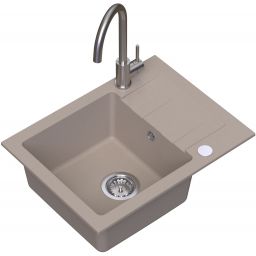 Ruvetti Minimini+ zlewozmywak 58x44 cm z baterią beżowy/stal LP_3200-MM58440BE_W