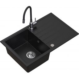 Ruvetti Maxi+ zlewozmywak 79x50 cm z baterią czarny/stal LP_3200-MX7950BC_W