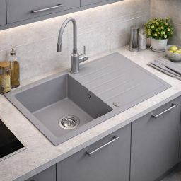 Ruvetti Maxi+ zlewozmywak 79x50 cm z baterią szary/stal LP_3200-MX7950GR_W